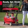 image:imageStep2 All Around Canopy Wagon Kids Ride On Toy Stroller Substitute Includes Seat Belts Made of Durable Plastic Max Weight 75 lbs For Toddlers 155 Years Old