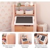 image:imageStep2 Harmony Toy Storage Box Wood and Plastic Shelves for Books Toy Storage Bin with Chalkboard Lid and Clip Easel and Toy Organizer in One WhiteRose Pink