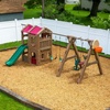 image:imageStep2 Naturally Playful Adventure Lodge Play Center with Glider Kids Outdoor Playset Two Tier Backyard Playground Set Slide Swings Rope Ladder Basketball Hoop Jungle Gym Children 38 Years OldWith Glider Extension