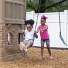 image:imageStep2 Naturally Playful Adventure Lodge Play Center with Glider Kids Outdoor Playset Two Tier Backyard Playground Set Slide Swings Rope Ladder Basketball Hoop Jungle Gym Children 38 Years OldWithout Glider