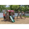 image:imageStep2 Naturally Playful Adventure Lodge Play Center with Glider Kids Outdoor Playset Two Tier Backyard Playground Set Slide Swings Rope Ladder Basketball Hoop Jungle Gym Children 38 Years OldWith Glider Extension