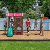 image:imageStep2 Naturally Playful Adventure Lodge Play Center with Glider Kids Outdoor Playset Two Tier Backyard Playground Set Slide Swings Rope Ladder Basketball Hoop Jungle Gym Children 38 Years OldWithout Glider