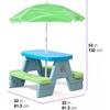 image:imageStep2 Sun amp Shade Kids Picnic Table with Removeable Umbrella IndoorOutdoor Toys Fits 4 Children Made of Durable Plastic For Toddlers 154 Years Old