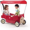 image:imageStep2 All Around Canopy Wagon Kids Ride On Toy Stroller Substitute Includes Seat Belts Made of Durable Plastic Max Weight 75 lbs For Toddlers 155 Years Old