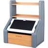 image:imageStep2 Harmony Toy Storage Box Wood and Plastic Shelves for Books Toy Storage Bin with Chalkboard Lid and Clip Easel and Toy Organizer in One WhiteSage Gray