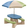 image:imageStep2 Naturally Playful Kids Picnic Table with Removable Umbrella IndoorOutdoor Toys Fits 6 Children Made of Durable Plastic For Toddlers 3 Years Old Blue amp GreenBlue  Green