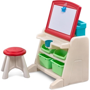 image:imageStep2 Flip amp Doodle Easel Desk With Stool Kids 2 in 1 Activity Table Art Board Made of Durable Plastic For Toddlers 2 Years Old