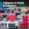image:imageStep2 Foldable Adult Flip Seat Portable Outdoor Chair for Poolside Tailgating Camping Picnic Chair Provides Back Support When Sitting on Ground WhiteRed  Blue