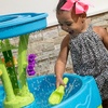 image:imageStep2 Summer Showers Splash Tower Water Table for Kids Outdoor Kids Water Sensory Table Ages 15 Years Old 8 Piece Water Toy Accessories Blue amp Green