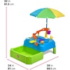 image:imageStep2 Waterpark Wonders Two Tier Water Table Kids Water Activity Sensory Playset with Umbrella Garden Hose Sprinkler Attachment 11 Piece Accessories Outdoor Summer Toy Ages 18 Months Blue