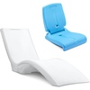 image:imageStep2 Vero Pool Lounger and Folding Adult Flip Seat Bundle OutdoorIndoor Waterproof Patio Furniture Provides Back Support When Sitting Made of Durable Plastic WhiteCapri BlueWhite  Capri