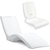 image:imageStep2 Vero Pool Lounger and Folding Adult Flip Seat Bundle OutdoorIndoor Waterproof Patio Furniture Provides Back Support When Sitting Made of Durable Plastic WhiteCapri BlueWhite