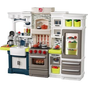 image:imageStep2 Elegant Edge Kids Kitchen Playset IndoorOutdoor Kitchenette Interactive Play with Lights and Sounds Made of Durable Plastic Includes 78 Piece Toy Accessories For Toddlers 3 Years OldKitchen Set