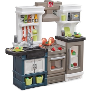 image:imageStep2 Modern Metro Kitchen Set for Kids  Includes 30 Toy Kitchen Accessories Interactive Features for Pretend Play  IndoorOutdoor Toddler Playset  Dimensions 4475 H x 465 W x 135 D