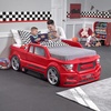 image:imageStep2 Turbocharged Twin Size Truck Car Bed Car Bed for Boys amp Girls Working Headlights amp BuiltIn Storage Made of Durable Plastic For Toddlers 3 Years Old Vibrant RedRed Truck