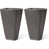 image:imageStep2 Bridgeview Tall Square Planter Large Planters for Outdoor Plants Gardening and Flower Pot for Patio or Porch Efficient Drainage Durable Plastic Onyx Black 2PackDark Cedar