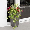 image:imageStep2 Bridgeview Tall Square Planter Large Planters for Outdoor Plants Gardening and Flower Pot for Patio or Porch Efficient Drainage Durable Plastic Onyx Black 2PackDark Cedar