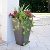 image:imageStep2 Bridgeview Tall Square Planter Large Planters for Outdoor Plants Gardening and Flower Pot for Patio or Porch Efficient Drainage Durable Plastic Onyx Black 2PackDark Cedar