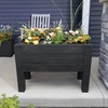 image:imageStep2 Lakewood Raised Planter Box Large Planters for Outdoor Plants Gardening and Flower Pot for Patio or Porch Easy Drainage Durable Plastic Dark CedarBlack