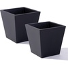 image:imageStep2 Tremont Tall Square Tapered Planter 28 in Resin Planter SelfWatering Dark CedarOnyx Black