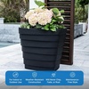 image:imageStep2 Wave 20x24 Planter Large Planters for Outdoor Plants Gardening and Flower Pot for Patio or Porch Efficient Drainage Durable Plastic Black 2PackBlack