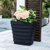 image:imageStep2 Wave 20x24 Planter Large Planters for Outdoor Plants Gardening and Flower Pot for Patio or Porch Efficient Drainage Durable Plastic Black 2PackBlack