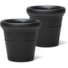 image:imageStep2 Claremont Tall Round Planter Large Planters for Outdoor Plants Gardening and Flower Pot for Patio or Porch Efficient Drainage Durable Plastic Dark Cedar 2PackOnyx Black