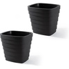 image:imageStep2 Wave 20x24 Planter Large Planters for Outdoor Plants Gardening and Flower Pot for Patio or Porch Efficient Drainage Durable Plastic Black 2PackBlack