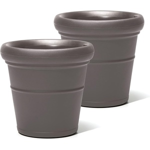 image:imageStep2 Claremont Tall Round Planter Large Planters for Outdoor Plants Gardening and Flower Pot for Patio or Porch Efficient Drainage Durable Plastic Dark Cedar 2PackDark Cedar
