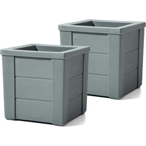 image:imageStep2 Lakewood Planter Box 2Pack Resin Outdoor Window Box Planters SelfWatering BlackSage Gray