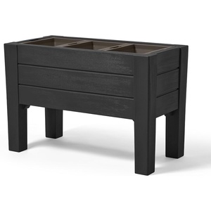 image:imageStep2 Lakewood Raised Planter Box Large Planters for Outdoor Plants Gardening and Flower Pot for Patio or Porch Easy Drainage Durable Plastic Dark CedarBlack