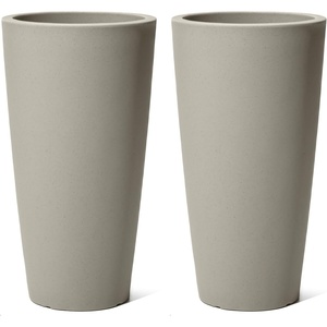 image:imageStep2 Tremont Tall Round Tapered Planter 2Pack 28 in Resin Planters SelfWatering Dark CedarConcrete