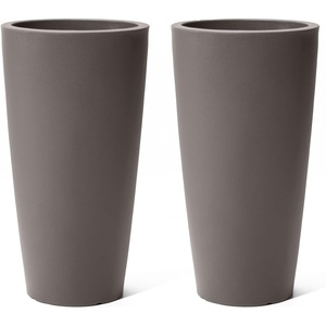 image:imageStep2 Tremont Tall Round Tapered Planter 2Pack 28 in Resin Planters SelfWatering Dark CedarDark Cedar