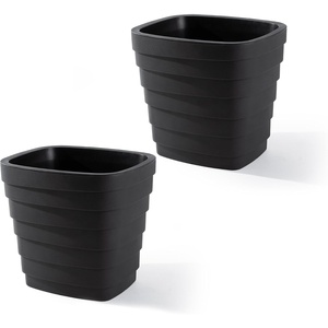 image:imageStep2 Wave 20x24 Planter Large Planters for Outdoor Plants Gardening and Flower Pot for Patio or Porch Efficient Drainage Durable Plastic Black 2PackBlack