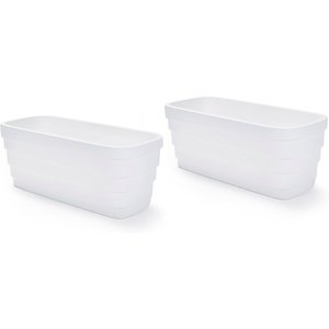 image:imageStep2 Wave Trough Planter Large Planters for Outdoor Plants Gardening and Flower Pot for Patio or Porch Efficient Drainage Durable Plastic Black 2PackWhite