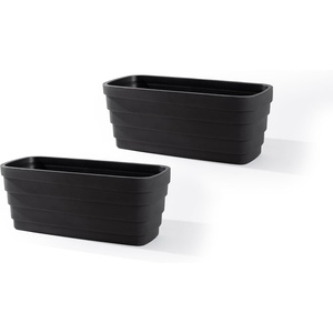 image:imageStep2 Wave Trough Planter Large Planters for Outdoor Plants Gardening and Flower Pot for Patio or Porch Efficient Drainage Durable Plastic Black 2PackBlack